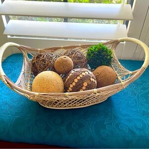 Lovely 17” Wicker Basket with Natural Decorative Balls